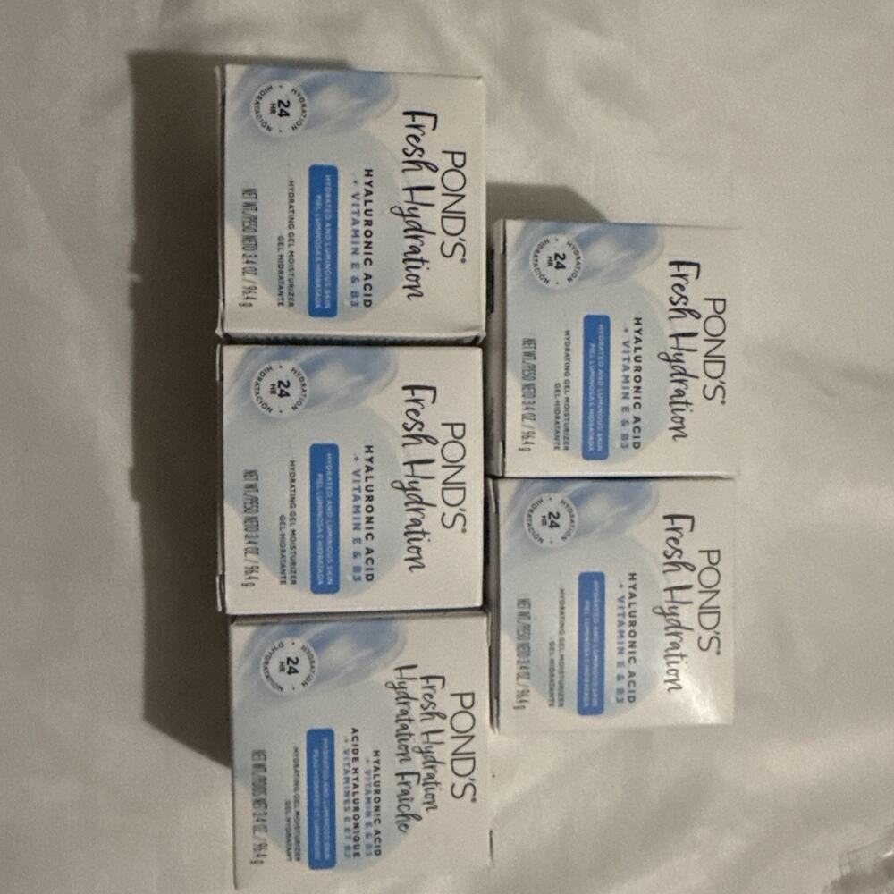 Pond's Fresh Hydration Gel Moisturizer Hyaluronic Acid Vitamin E B3 3.4oz 5 Pack